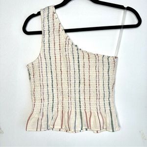 American Eagle One Shoulder Striped Crop Top